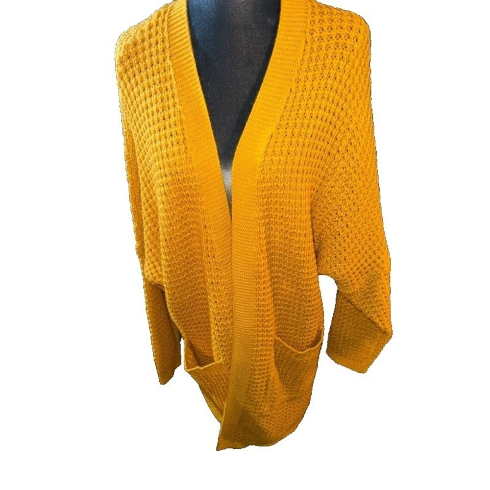 MEROKEETY Waffle Knit Open-Front Batwing Cardigan | Womens' L